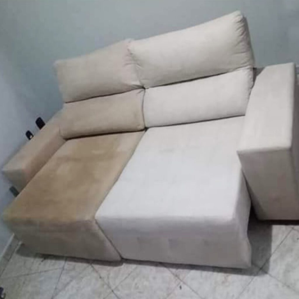 sofá antes e depois da revitalização
